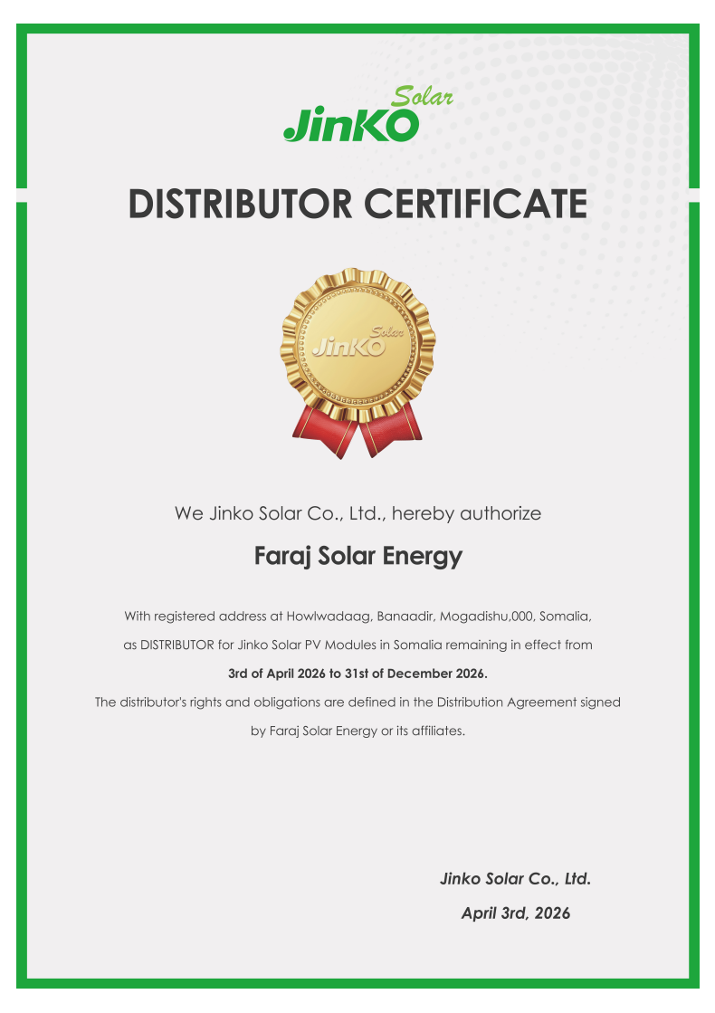 Faraj Solar Energy Certificate